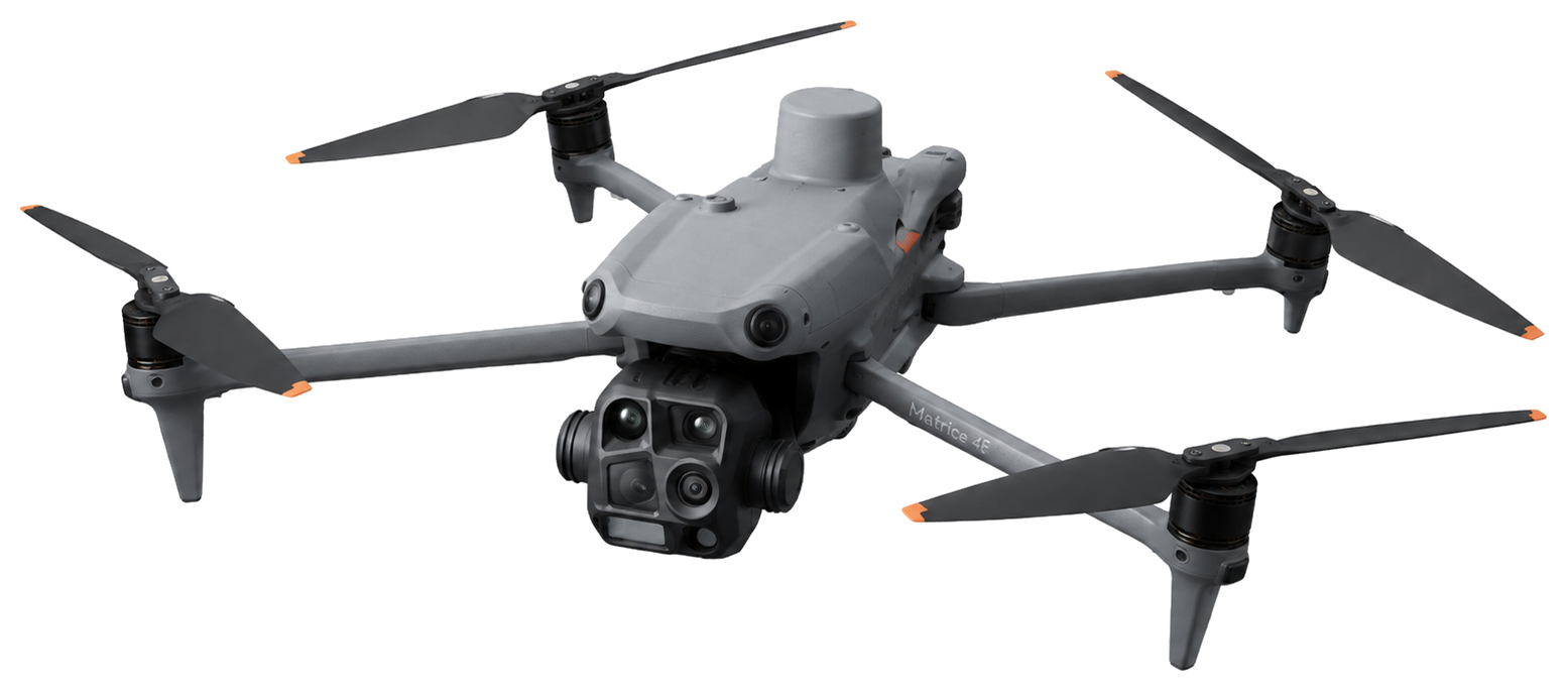 DJI Matrice 4E desplegado con las hélices abiertas